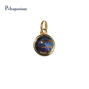 【洞察之眼】手工纯银镀金镶嵌天然陨石吊坠宇宙合金切片嵌入项链