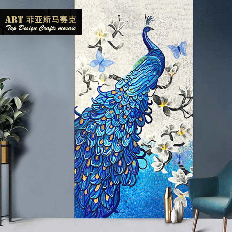孔雀马赛克拼图剪画定制瓷砖拼花过道玄关欧式轻奢背景墙艺术壁画|msdalam kategori keluarga memasang ibu, jubin seramik, Mosaics - dari Buy2taobao.com untuk memberikan perkhidmatan ejen Taobao profesional membeli