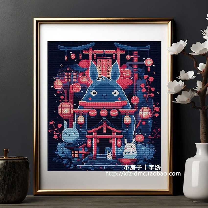 法国DMC线R线十字绣 小怪物森林 黑布saga手工客厅装饰画动漫礼物