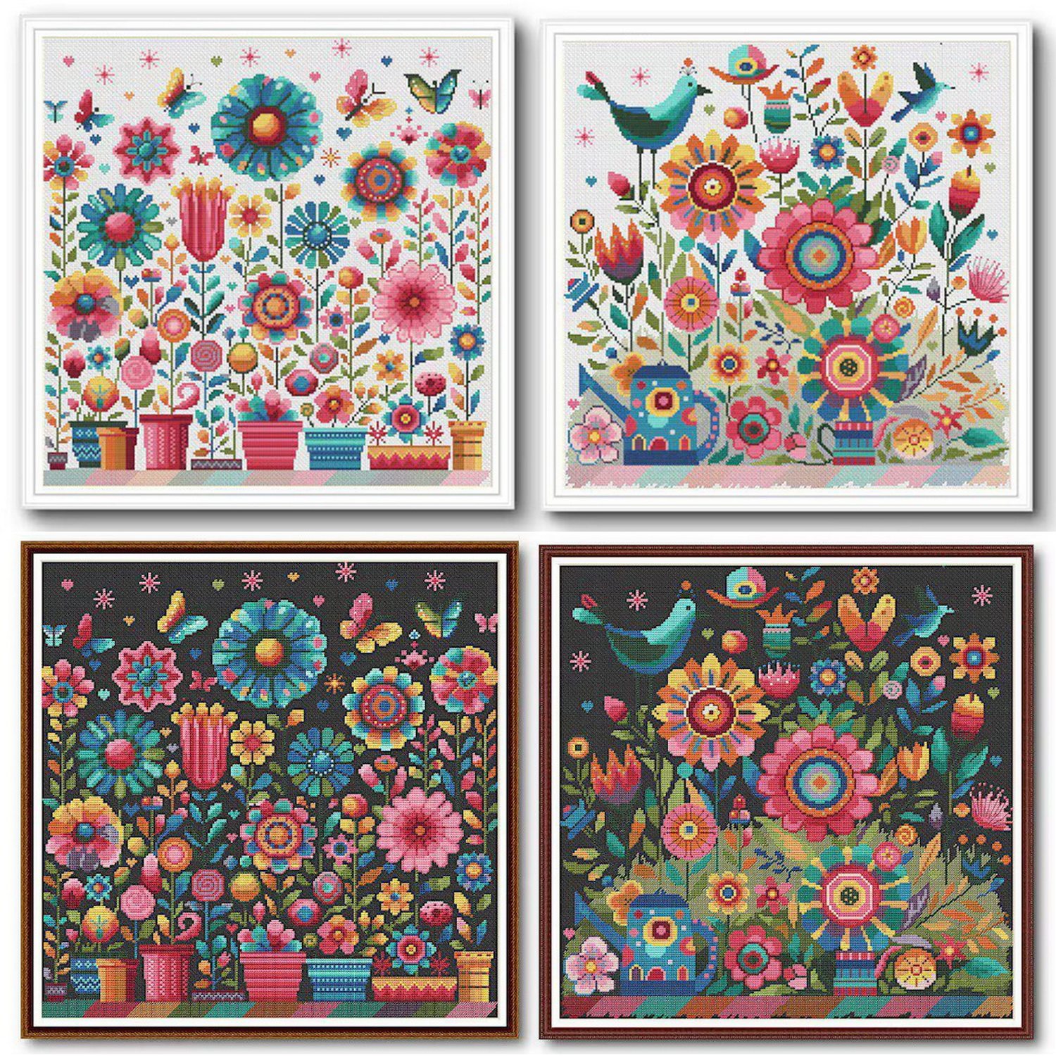 法国DMC线R线十字绣 彩虹花卉 印花手工照片墙saga花草植物彩色布