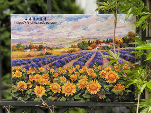 小房子十字绣 正品DMC线 向日葵薰衣草田 风景装饰画客厅餐厅挂画