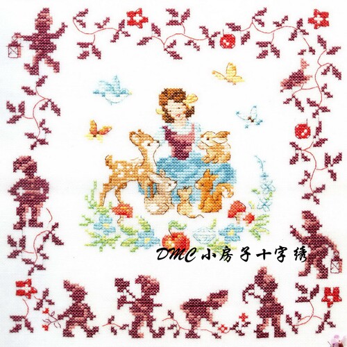 房子十字绣童话白雪公主