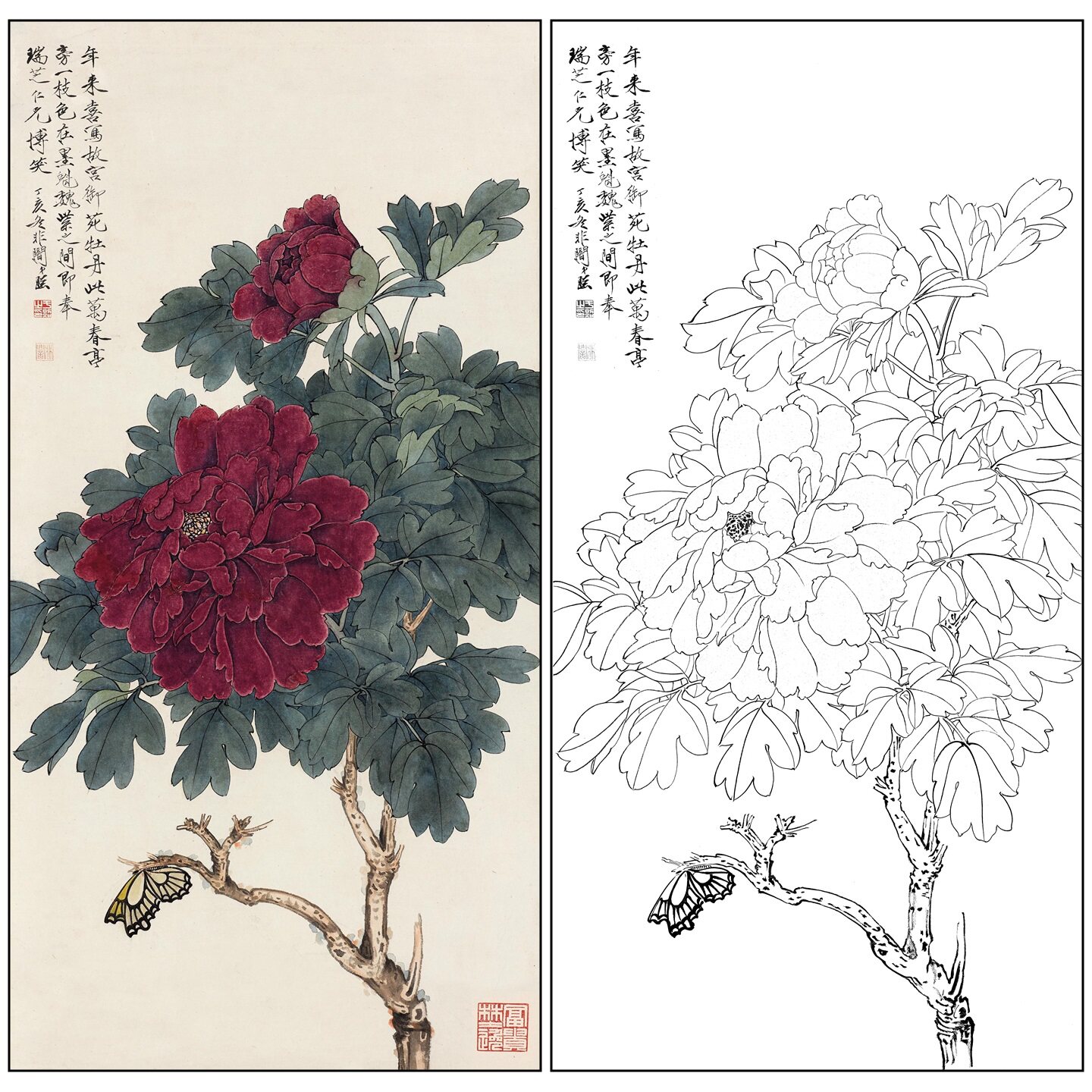 工笔画白描稿于非闇花鸟《故宫御宣纸/书画纸