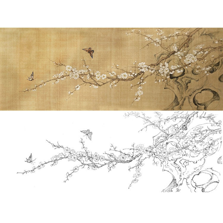 梅花树枝白描,梅花树,白描荷花(第2页)_大山谷图库