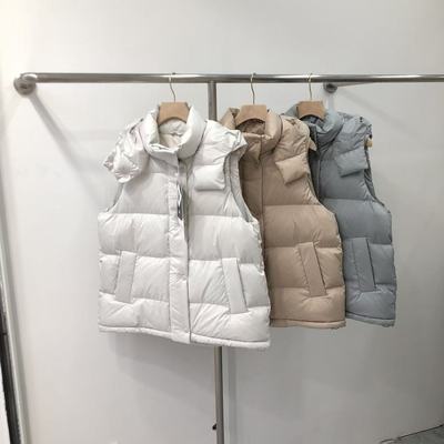 MunchLanT泡芙五格90白鸭绒防水可拆帽收腰加厚羽绒马甲轻便保暖