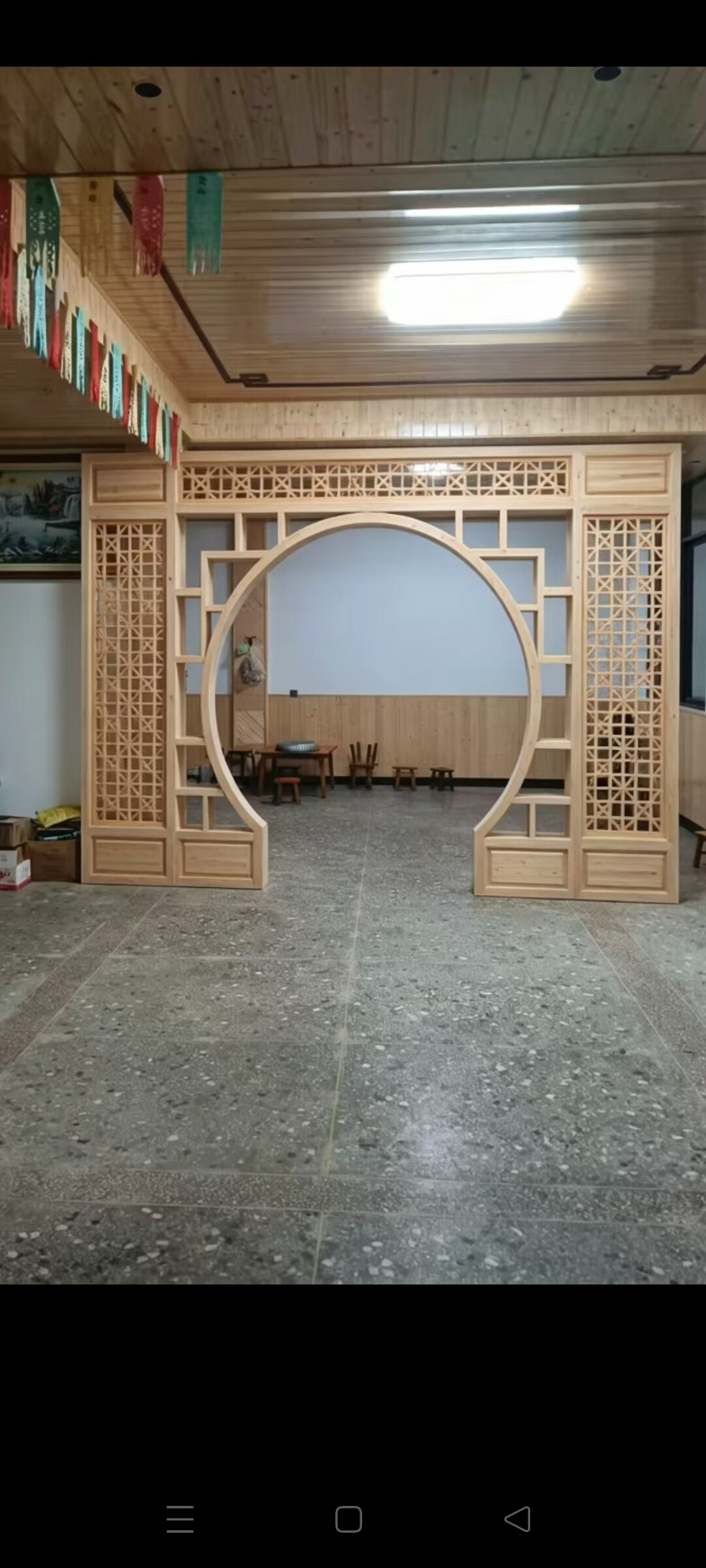 实木花格月洞门月亮门客厅屏风隔断圆拱门博古架