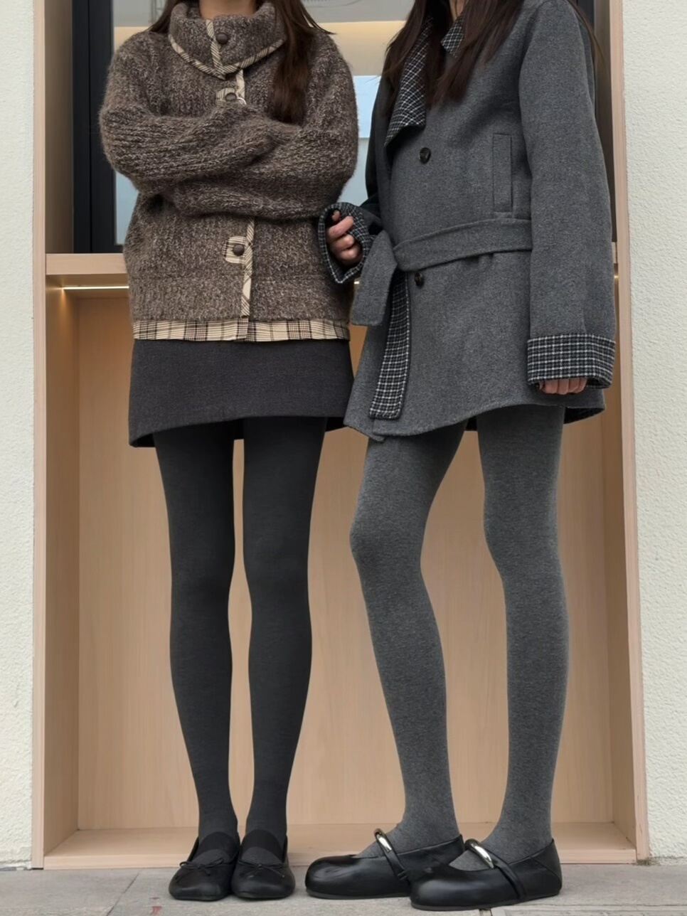 新款烟灰色漫画腿连裤袜女秋冬外穿高腰收腹不掉档压力瘦腿打底裤