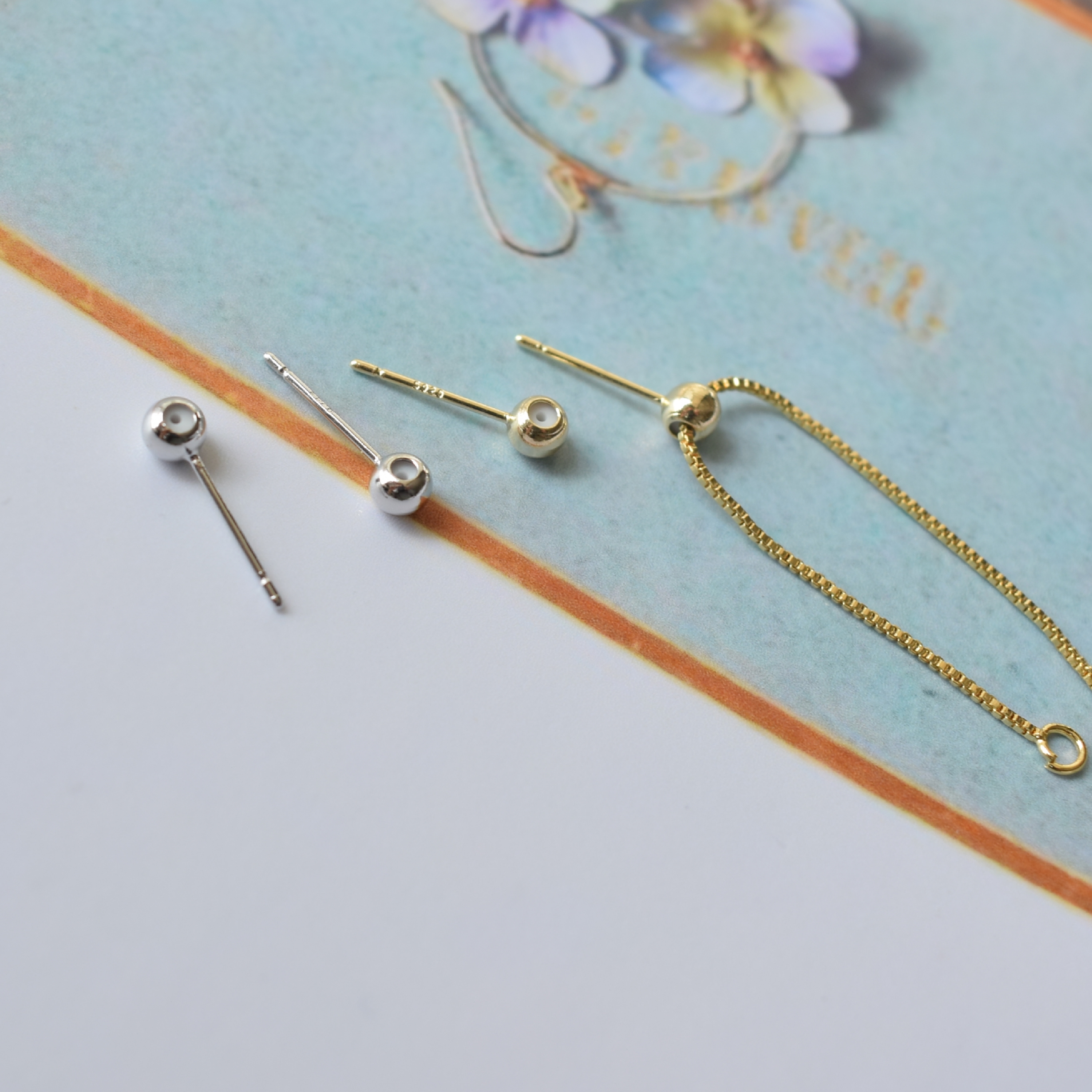 可移动硅胶925银针diy饰品