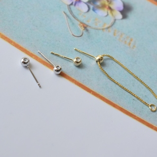 铜包14k真金保色 白金包金925银针硅胶可移动定位diy耳钉配件