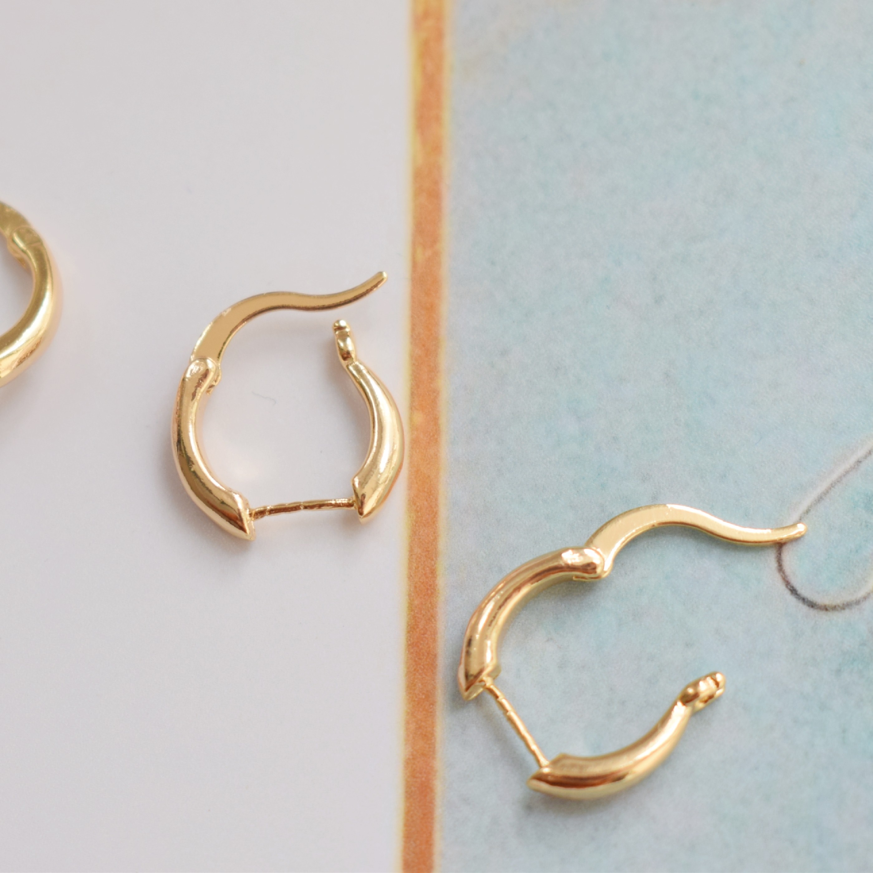 包18k真金保色包金牛角耳扣珍珠耳环材料配件纯铜diy耳饰首饰