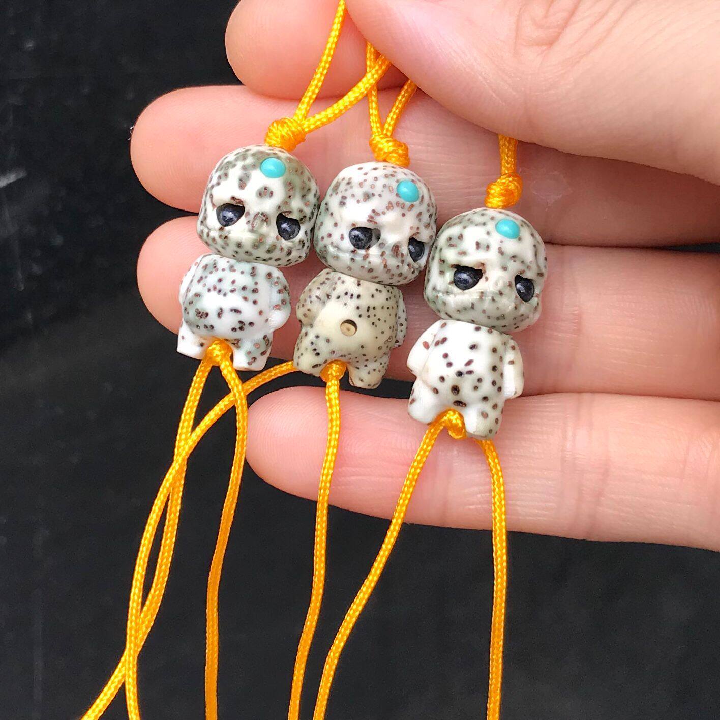 阴皮绿顺白星月菩提子阿呆配珠全套手串佛珠配饰呆呆小人啊呆念珠