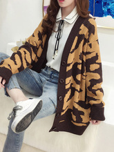 外套女 宽松显瘦迷彩时尚 女长袖 百搭开衫 毛衣2019秋新款 针织衫 韩版