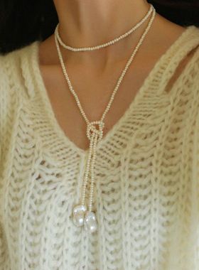 天然巴洛克珍珠超长项链毛衣链