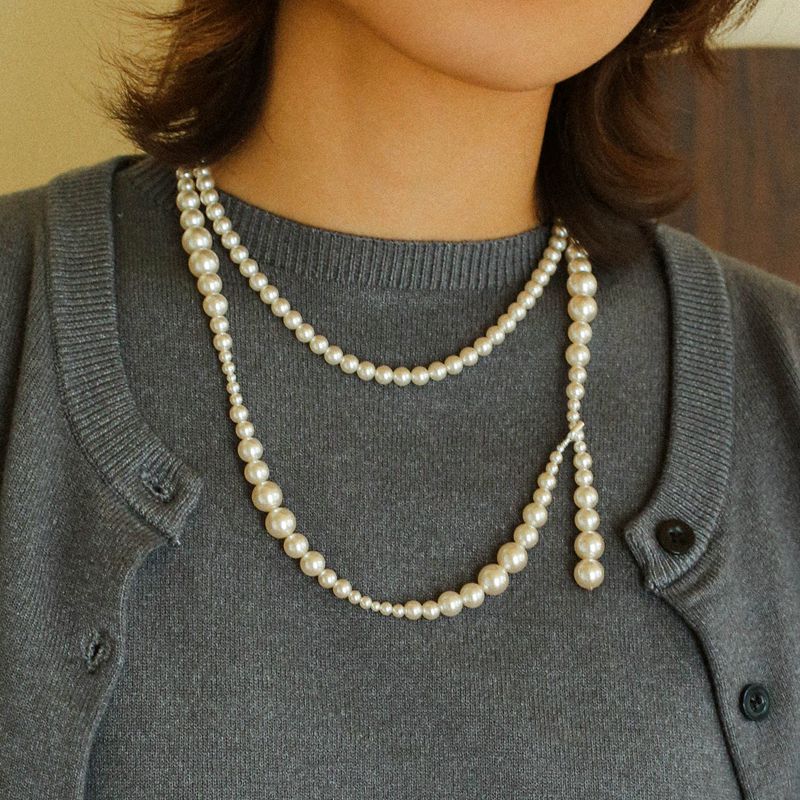 小众轻奢高级感渐变珍珠长款项链