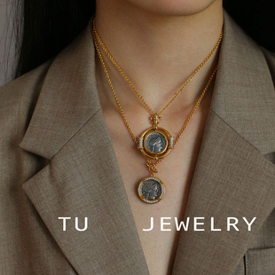 TU JEWELRY 古罗马胜利女神维多利亚仿古银币925银钱币银币长项链