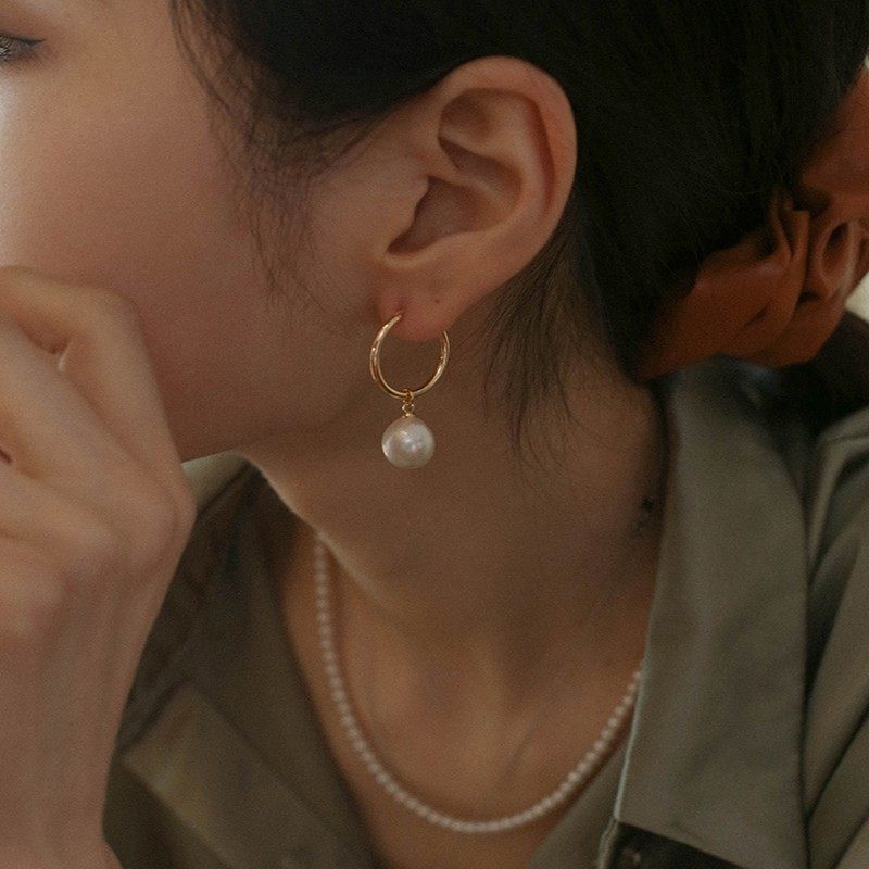 TU Jewelry 法式复古天然淡水巴洛克珍珠耳圈耳环ins优雅百搭耳饰,饰品/流行首饰/时尚饰品新,耳环,淘宝优惠券,粉丝福利购,淘宝优惠卷