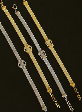 意大利925银拉丝工艺手表扣手链