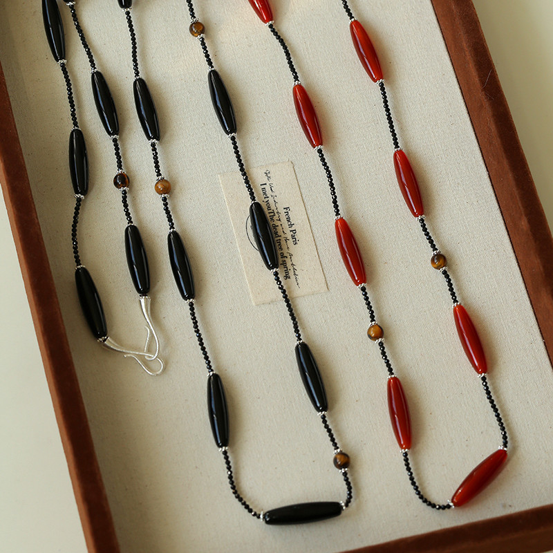 TU家 小众设计时尚百搭通勤简约天然石长条玛瑙串珠项链毛衣链女,饰品/流行首饰/时尚饰品新,项链,淘宝优惠券,粉丝福利购,淘宝优惠卷