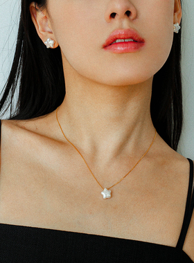 浪漫天然珍珠星星月亮925银项链