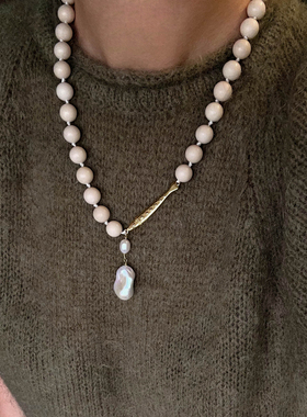 小众设计青金石巴洛克珍珠鱼项链