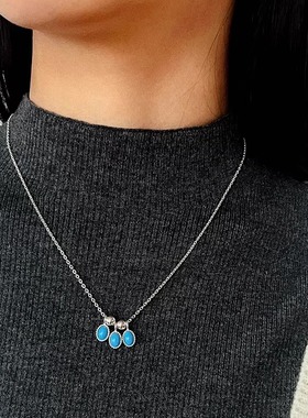 民族风925银蓝松石项链戒指耳环