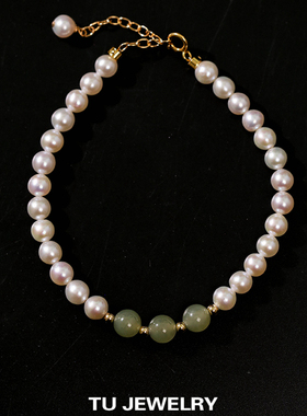 14K包金天然淡水珍珠玉石手链女