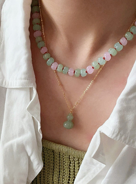 新中式东风设计东陵玉葫芦项链女