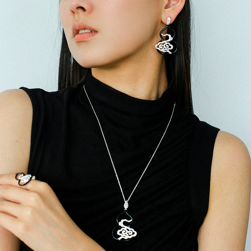 新中式国风轻奢葫芦项链耳环戒指