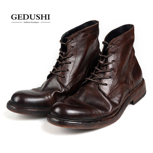 重水洗马皮复古马丁靴