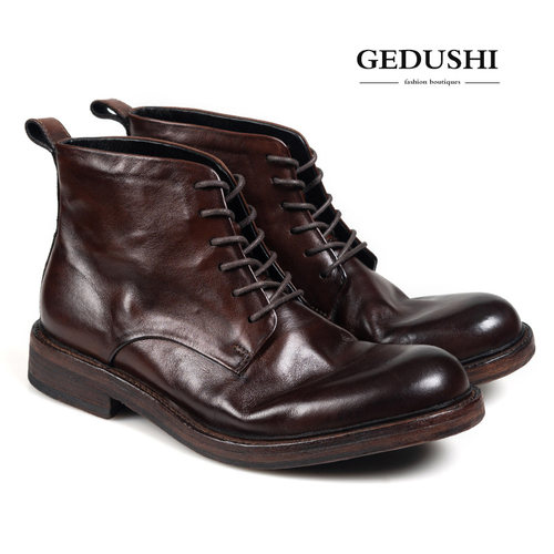 复古马皮重水洗马丁靴