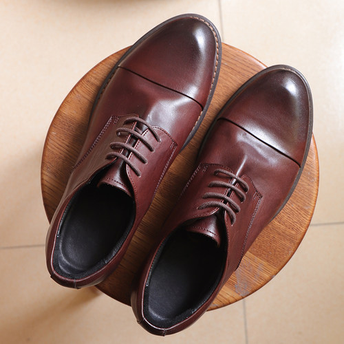 复古水洗马皮商务休闲皮鞋