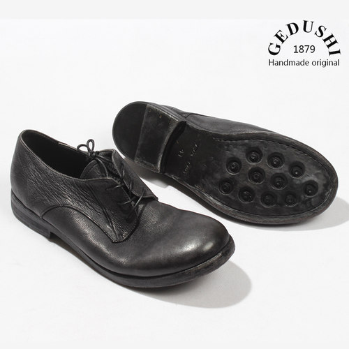 真皮鞋gds手工固特异圆头系带