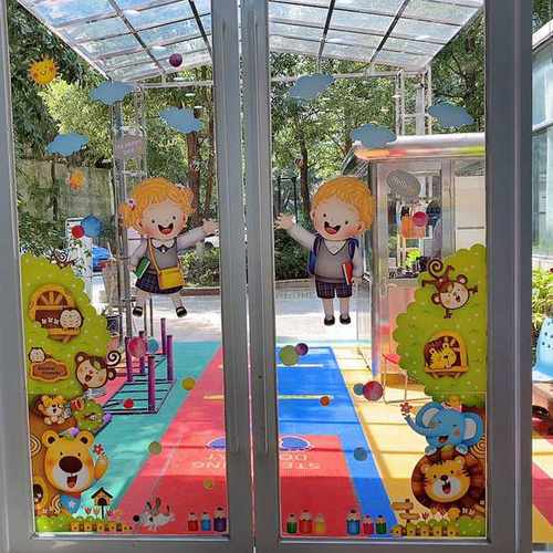 防晒防水幼儿园卡通玻璃贴纸防水