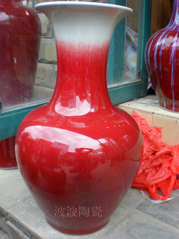 景德镇大花瓶 红釉花瓶郎红朗红钧红花瓶 落地瓷器 大花瓶