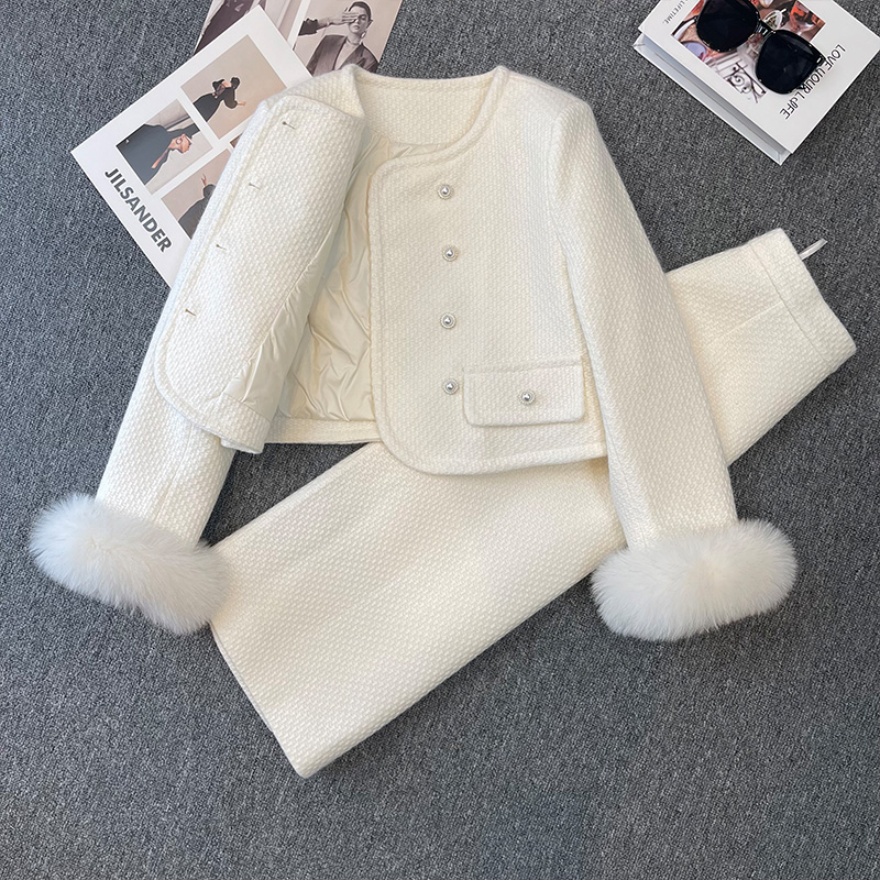 狐狸毛小香风羽绒服两件套2025