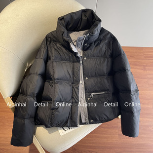 黑色短款鹅绒羽绒服女款冬季2025新款巨好看加厚面包服冬装外套潮