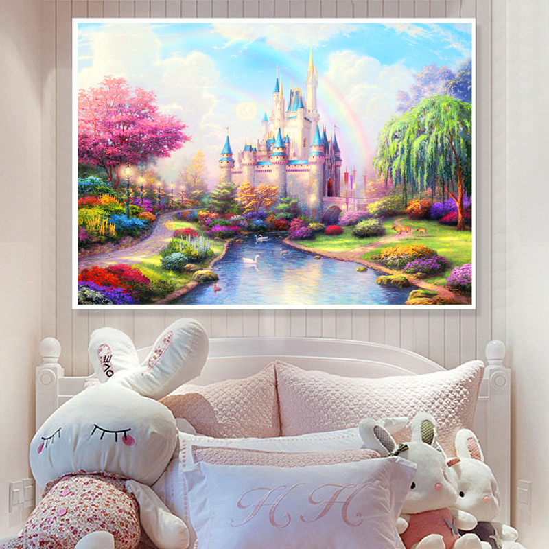 2021新款钻石画满钻卡通梦幻城堡