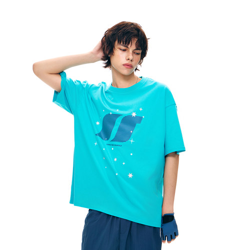 丛林老虎logo星星印花短袖t恤男