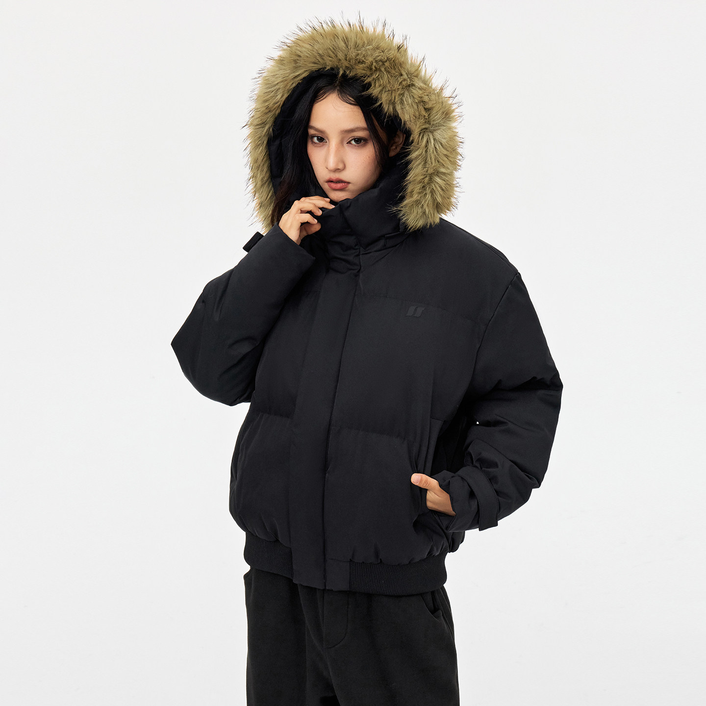 丛林老虎可拆卸毛领加厚棉服男女冬季潮牌情侣装保暖连帽棉衣外套