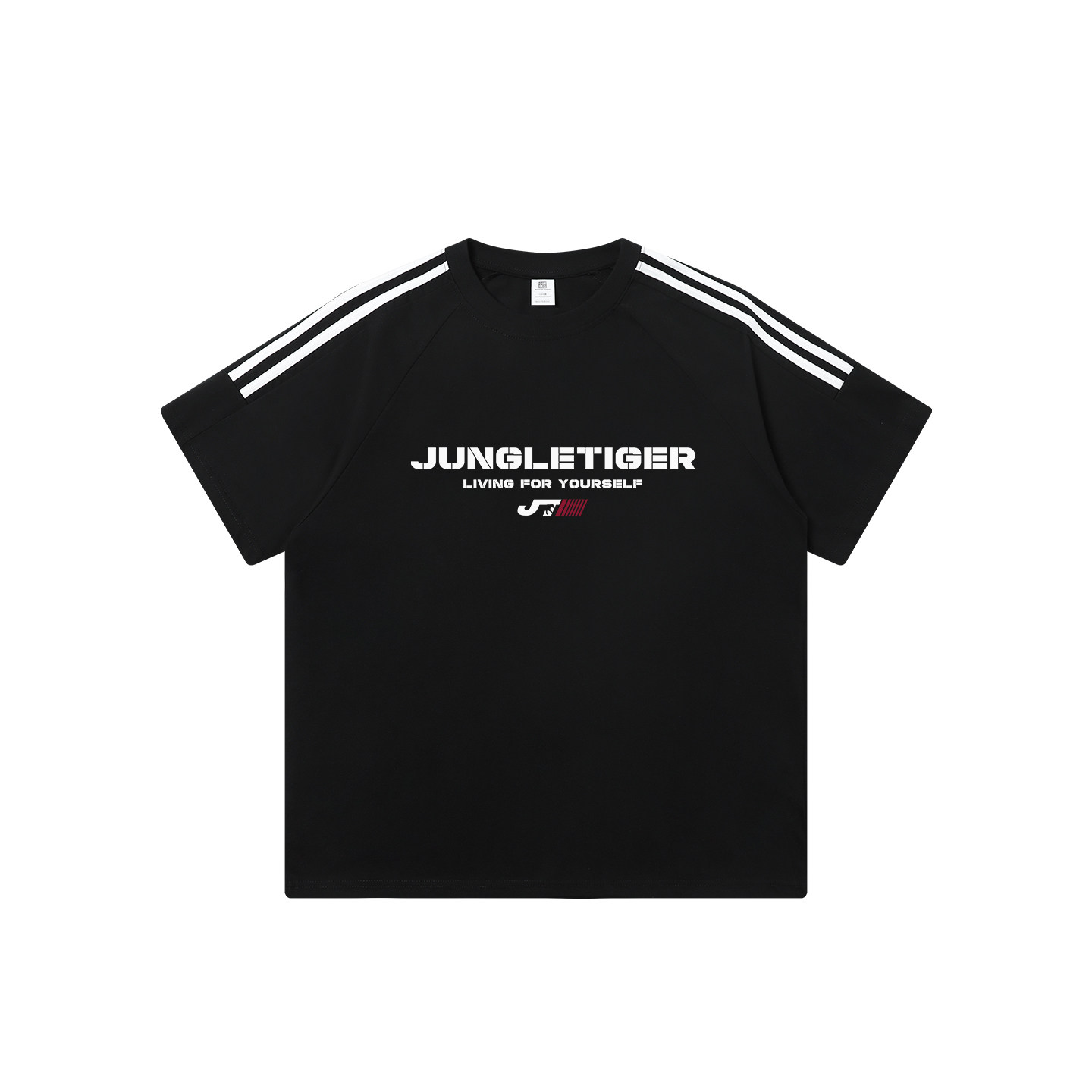 丛林老虎美式三条杠字母短袖t恤男高街潮牌运动黑色纯棉情侣上衣