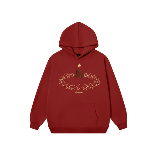 丛林老虎星星环绕小马刺绣帽衫男