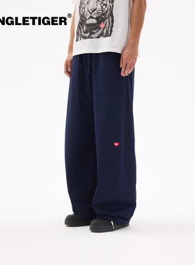 丛林老虎美式潮牌垂坠感休闲裤男春秋新款bf慵懒风宽松阔腿弯刀裤