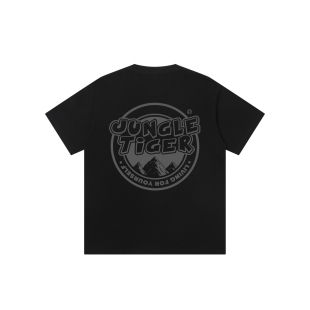 T恤男街头潮流宽松黑色半袖 复古字母纯棉短袖 潮 美式 丛林老虎夏季