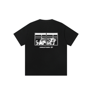 丛林老虎原创设计260g重磅短袖 街头潮牌宽松休闲纯棉tee T恤男美式