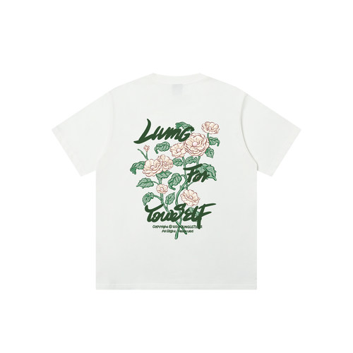 丛林老虎原创花朵纯棉短袖T恤男