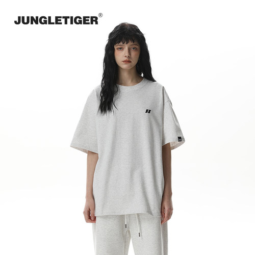 丛林老虎简约LOGO厚板胶短袖T恤