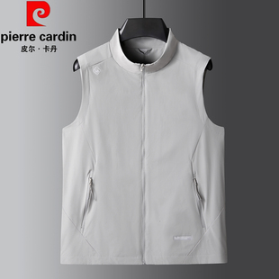 皮尔卡丹加肥加大男士 外套 运动立领马甲春夏宽松坎肩肥佬冰丝无袖