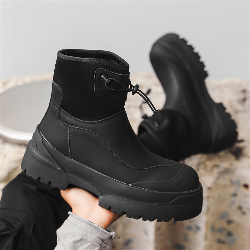 马丁靴男冬季加绒增高工装靴