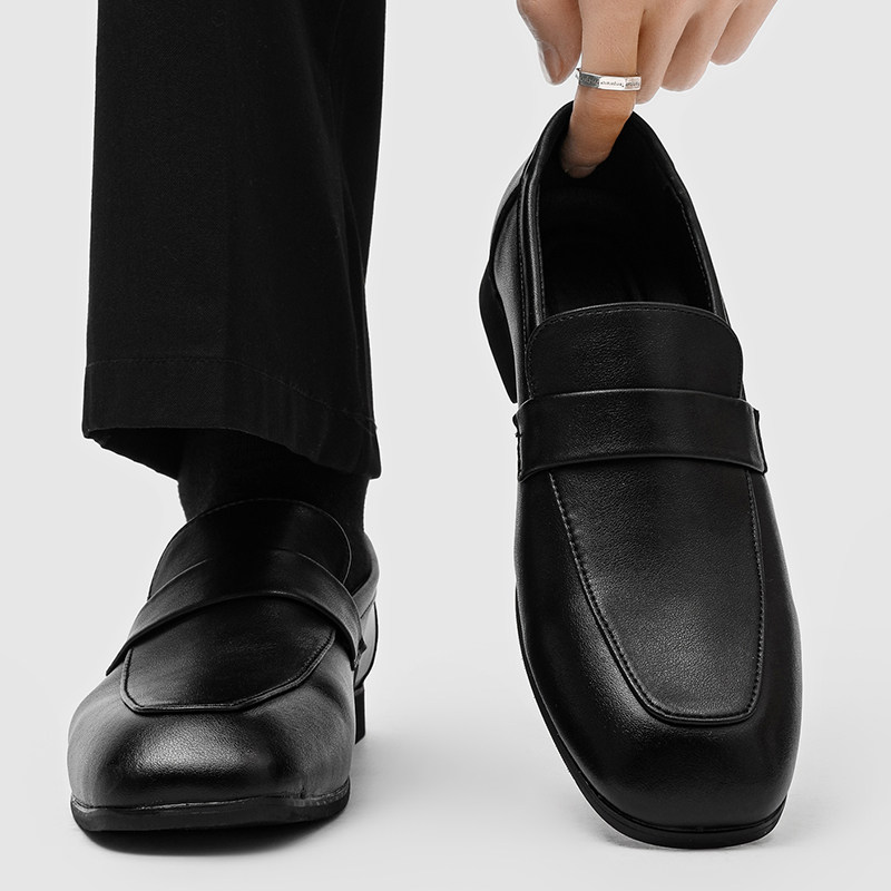 方头皮鞋男商务正装一脚蹬乐福鞋黑色英伦风通勤豆豆鞋结婚新郎鞋,流行男鞋,乐福鞋（豆豆鞋）,淘宝优惠券,粉丝福利购,淘宝优惠卷