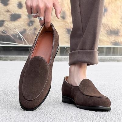 乐福鞋男款真皮一脚蹬豆豆鞋